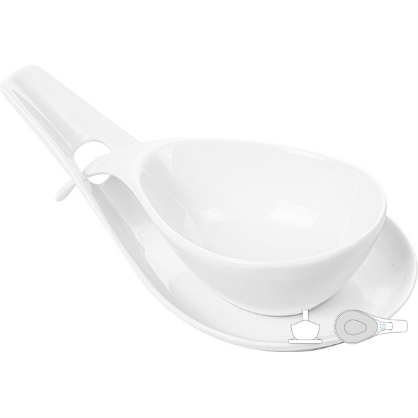 Tigelas de Sopa com Molheira Branco Porcelana